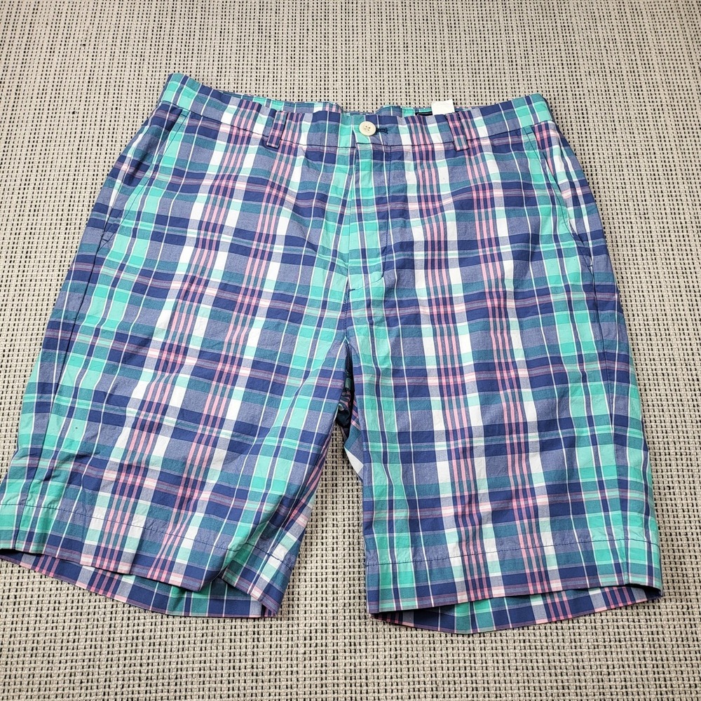 Vineyard Vines Shorts Mens‎ 34 Multicolor Plaid Chino Flat Front 8 Inseam